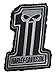 Harley-Davidson Dark Custom #1 Skull Frayed Emblem Patch, 4 x 3 inches - Gray