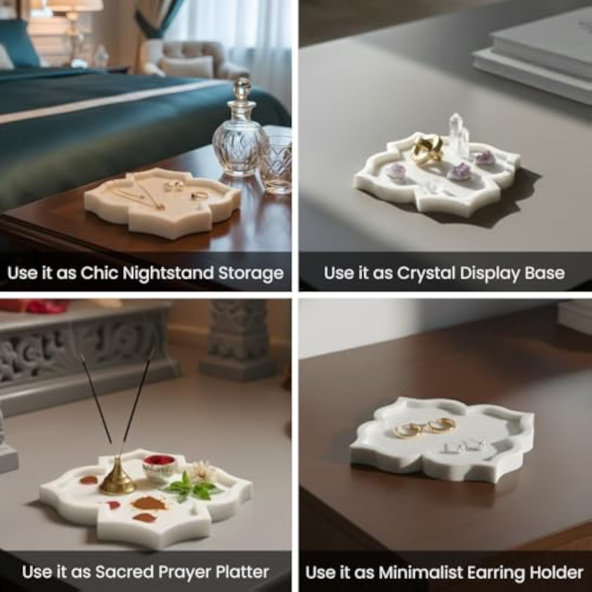 Agariya White Marble Tray for Jewelry