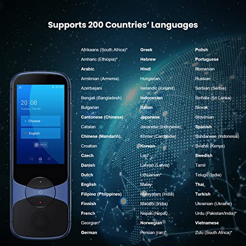 Jarvisen Language Translator Device With Unlimited 2-Year Global Data (No Wifi Need) 200+ Countries 95+% Accuracy Instant Real-Time Voice Translation & Offline Translation W/Bluetooth & 4G/Lte (Blue) #TOP2