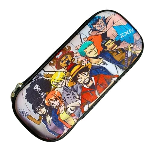 Image of Funfob Polyester One Piece Monkey D Luffy Pencil Box For School College For Pen Pencil Or Other Stationery Products Pencil Pouch Travel Or Cosmetic Case (One Piece All Characters), Multicolor