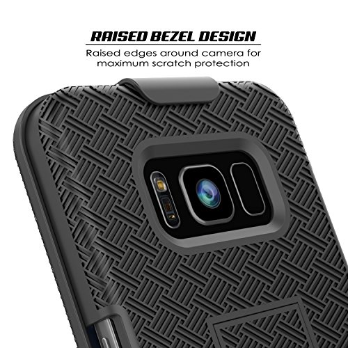 Punkcase Galaxy S8 Plus Case With Screen Protector, Holster Belt Clip & Built-In Kickstand Non Slip Dual Layer Hybrid Tpu Full Body Protection [Slim Fit] For Samsung Galaxy S8+ Edge [Black] #TOP6