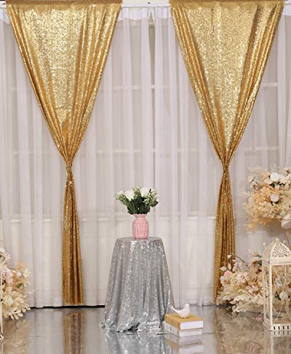 Cortinas de fondo de lentejuelas doradas 4 paneles 2ftx8ft miniatura 2