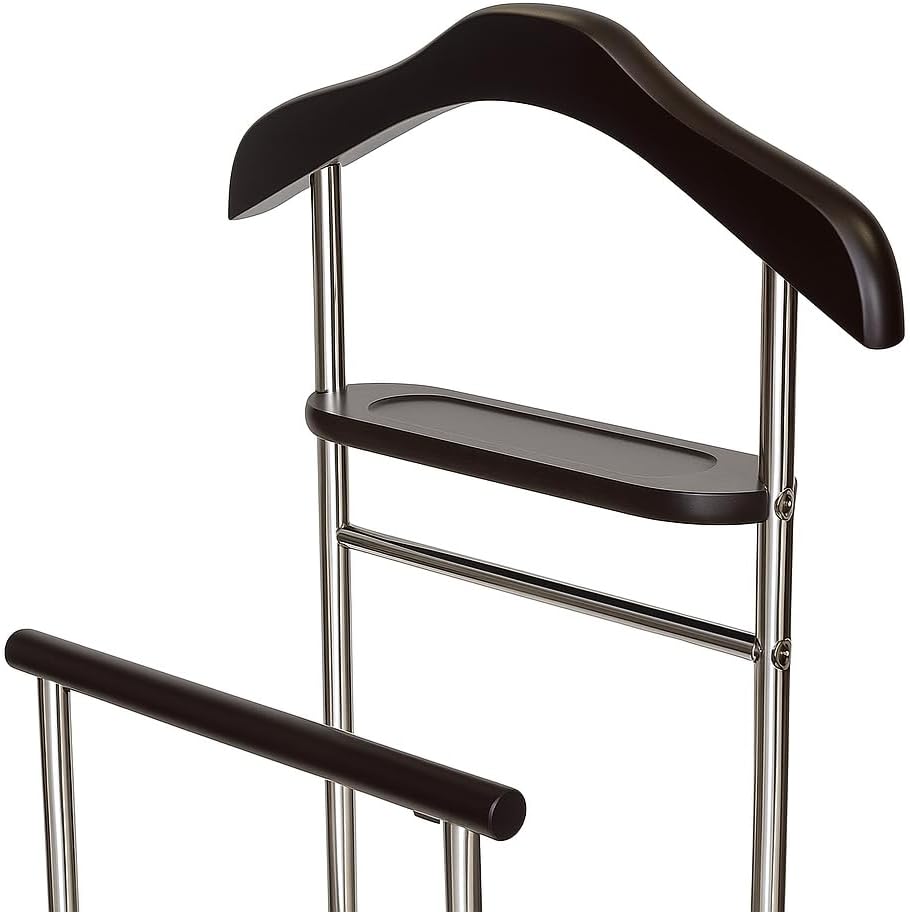 Proman Product Twin Valet with Wooden Hanger Tray & Trouser Bar, Walnut