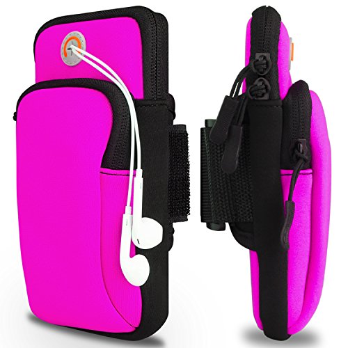 Venoro Sports Armband, Running Fitness Double Pockets Universal Smartphone Arm Bag with Earphone