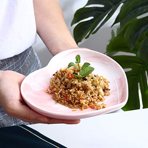 Zerodeko Ceramic Heart Shaped Platter, Cute Heart Shaped Salad Plate Soy Sauce Plate - Image 2