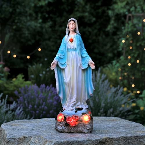 Solar Virgin Mary Statue, 11.81"