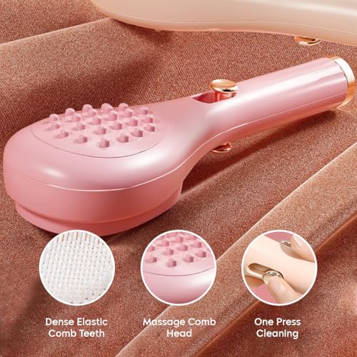 Image of Gleva Self-Cleaning Hair Brush, Detangling & Styling Brush with Anti-Static Bristles, Hair Massage Comb for Smooth & Tangle-Free Hair, Ideal for Men & Women (Pink)