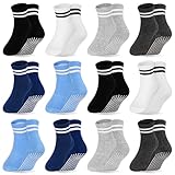 GRPSKCOS Rutschsocken Socken Kinder 12 Paar Stoppersocken Baby ABS Socken Kinder Antirutschsocken für 0-7 Jahre Jungen Mädchen（#1 Sechsfarbig 6-12 Monate）