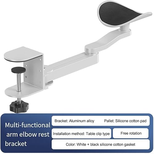 Miniatura 9 de Soporte de escritorio para escritorio de computadora, codo ajustable con extensión de altura de 3 niveles, soporte ergonómico de aleación de