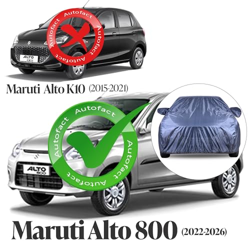 Image of Autofact Premium Car Cover for Alto 800 2022-2026 | All Weather Water-Resistant Full Body Car Cover | Light-Weight Triple-Stitched Outdoor Shield with UV Protection, Dustproof & Heat-Resistant