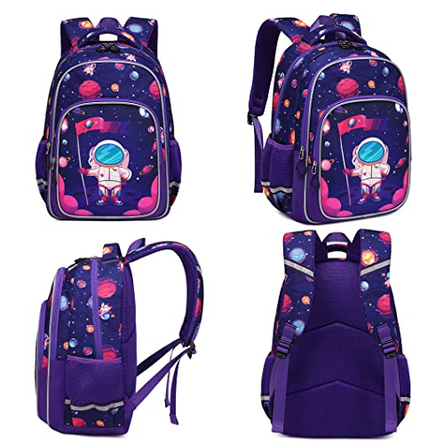 School Backpack Kids Bookbag Set-With Lunch Bag & Pencil Case Elementary Primary School Supplies For Girls Large Capacity Light Weight Backpack With Lunch Box (Pink Space Set) #TOP1