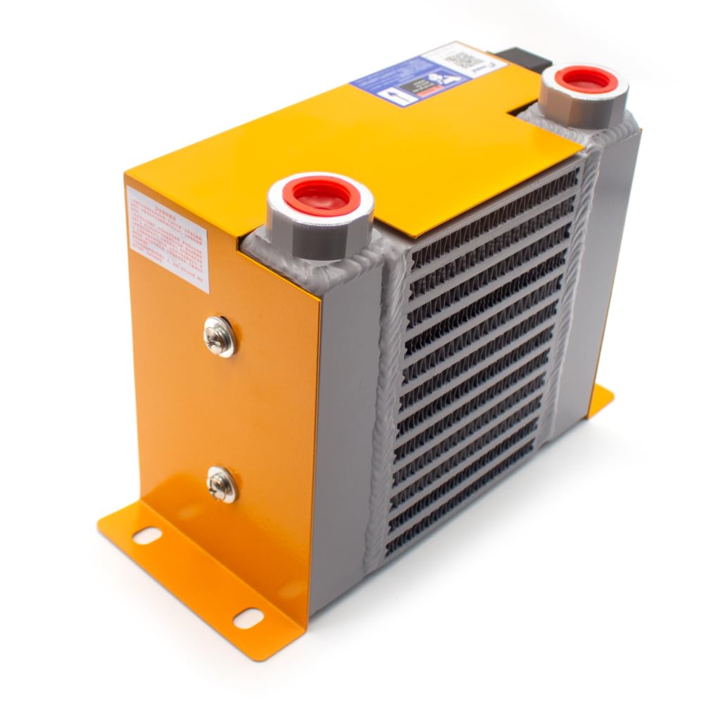 Toplionace AH0607T-CA Radiatore Dell'aria Idraulico, Radiatore Dell'olio Raffreddato ad Aria Ventola del Radiatore Dell'olio Idraulico in Alluminio con Alette a Piastra Serie AH 40L/min G3/4 (DC 12V)