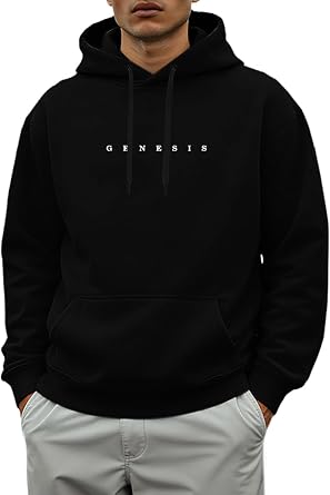 PANOZON Mens Genesis Hoodies Casual Hooded Collar Drawstring Pullover Fall Winter Fleece Sweatshirts With Pockets