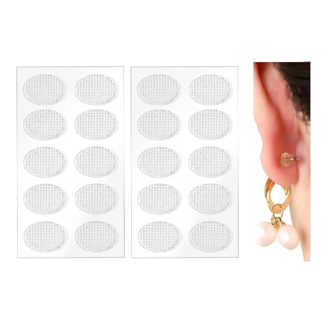 20pc Invisible Ear Lobes Support for Earrings Earlobe Tapes and Stickers Earring Supporter for Heavy Earrings Support Patches Girls & Women - Pack of 20pc-image-42