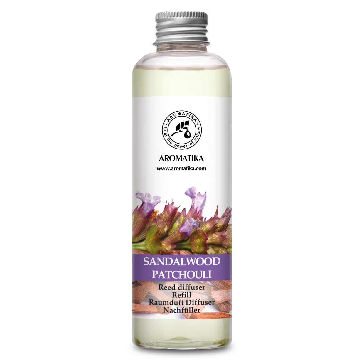 Reed Diffuser Refill Sandalwood & Patchouli 6.4FL Oz - Scented Diffuser Refill with Patchouli Essential Oil - Home Fragrance - Air Freshener - Aromatherapy - Spa - Home - Office - Boutique