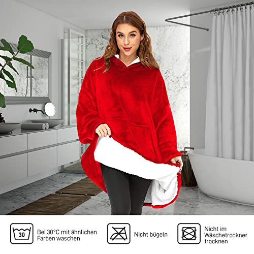 Sweat à capuche oversize chaud pull moelleux manches et capuche - 4