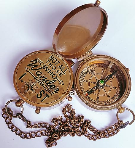 Backone Your Tommy Your Tubbo Lock It Compass Nautical Antique Engraved Brass Compass, With Leather Carry Case, With Chain Pirates Compass, Hiking | Outdoor | Compass #TOP1