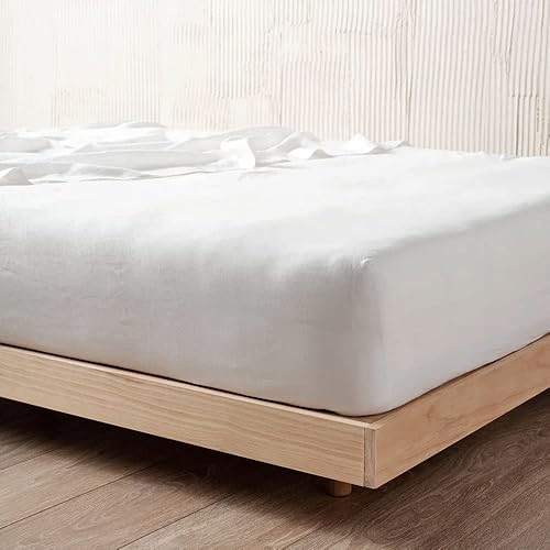Miniatura 3 de FRENCH FLEX Sábana bajera de lino 100 % puro con funda de almohada, sábana bajera de lino de 15 pulgadas, ajuste de colchón de 2 fundas de almohada,