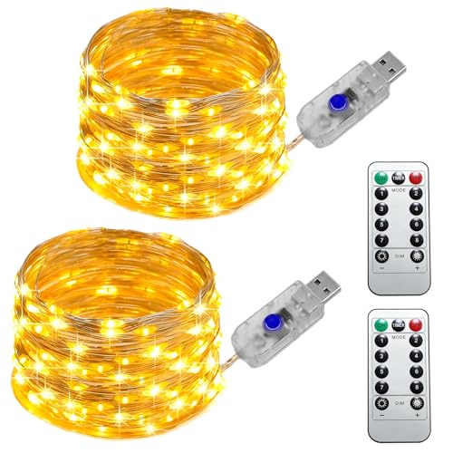 2 Stück LED Lichterkette USB 12M, USB-Anschluss Lichterkettes 8...