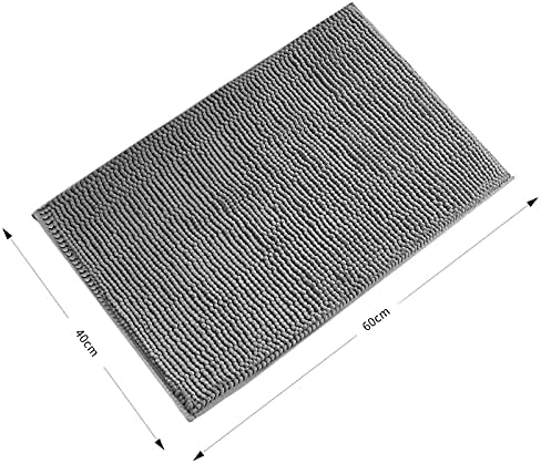 Bathroom Rug, 15.7" x 23.6" Bath Mat Non-Slip Chenille Soft Microfibers , Water, Absorbent Shower Mat Machine Washable (Dark Grey)