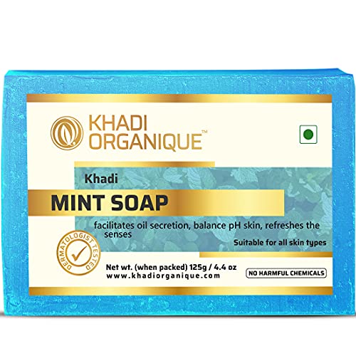 Image of Khadi Organique Handmade Pure Mint Soap With Essential Oil Pack Of 3
