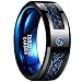 NUNCAD Men's 8mm Blue Carbon Fiber Black Celtic Dragon Tungsten Carbide Ring Comfort Fit Wedding Band Size 7 to 14
