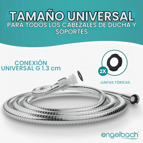 Miniatura 4 de Engelbach Manguera Ducha 1,25m De Acero Inoxidable - Conexión Estándar Universal - Flexible, Robusta Y Fácil Instalación - Made In Germany