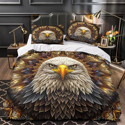 Linge de lit aigle imprimé en 3D avec housse de couette fermeture éclair
