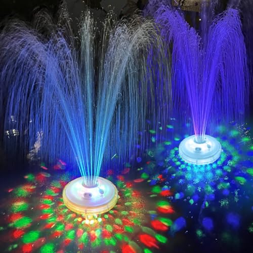 LanPool Floating Water Fountain with Underwater Lights, Powered Pump Outdoor, 2 Modes Sprinkler Waterfall Fountain for Inground Above Ground Pool, Pond-Light White-1PC