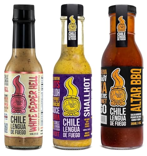 Chile Lengua Grillmaster Hot Sauce 3-Pack – Altar BBQ, White Pepper Hell, Shallhot – Medium Heat BBQ Sampler image 5