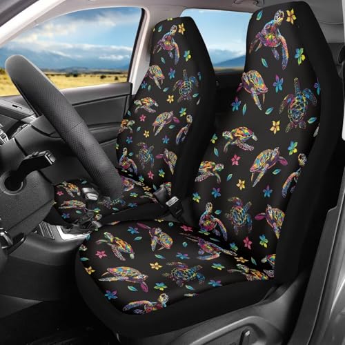 Housse de sièges auto tortue tie-dye élastique contre l'usure des sièges avant de camionnette