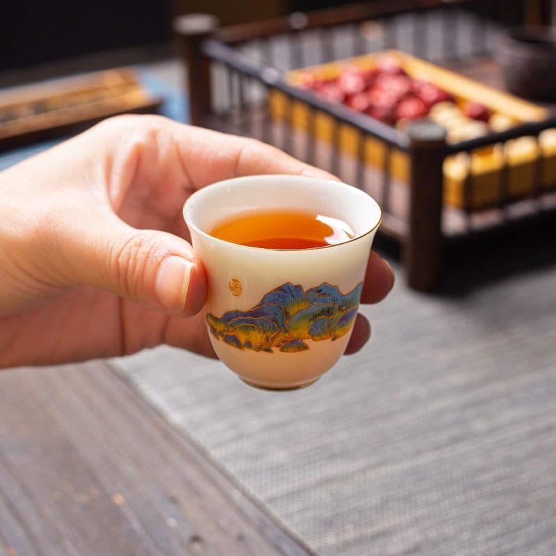羊脂玉茶杯 tea cup 单杯功夫茶具 Kung fu tea set 工绘陶瓷品茗杯