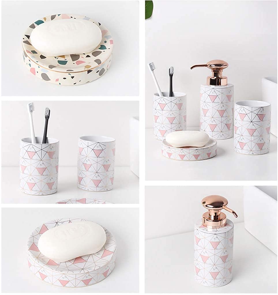 Badezimmer Set Modernes Badezimmer-Accessoires-Set, Kreatives Europäisches Waschbecher-Badezimmer-Accessoires-Set, Badezimmer-Seifenspender-Set Seifenspender Set Zubehör(B)