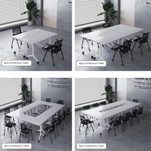 Mesa para Sala de conferencias, Mesa de conferencias abatible, Mesa de reuniones con Ruedas, Escritorio de computadora móvil, Mesa Plegable Grande con Ruedas modestas y bloqueables