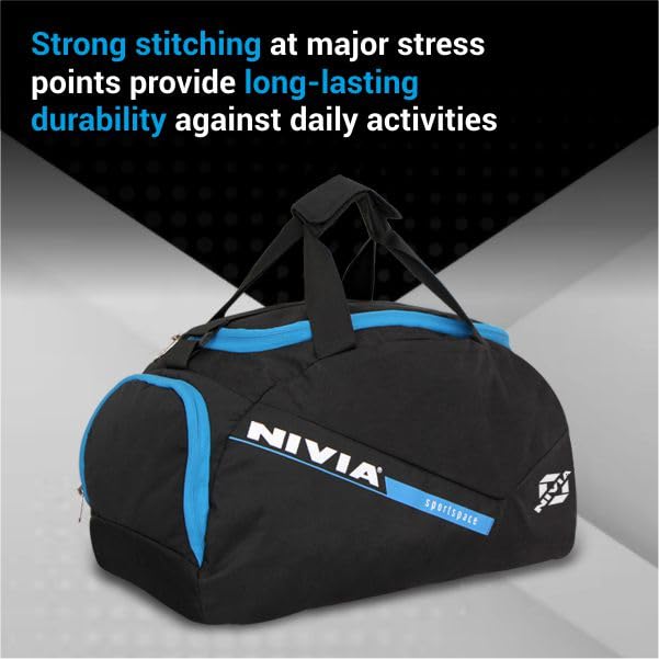 Image of NIVIA Sportspace 2.0 Polyester Gym Bag, Unisex Gym Bags, Adjustable Shoulder Bag for Men, Duffle Gym Bags for Men, Sports Kit, Duffle Bags Travel,Capacity-18 litres