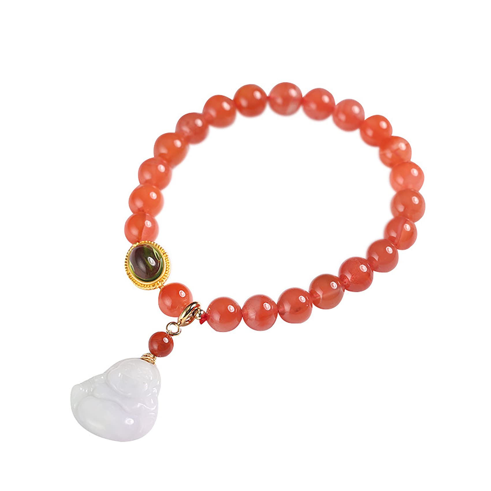 Nzpost Men's Red Crystal Bracelet,Agate Bracelet, Crystal Bracelet 7A Lucky Maitreya Charm Balance Bracelet Natural