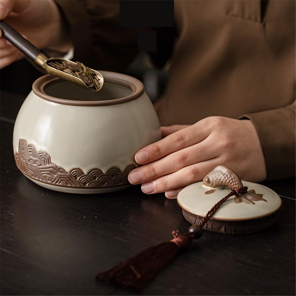 Barattoli di tè Contenitore for il tè in ceramica, contenitore for la conservazione del tè, barattolo con coperchio ermetico for caffè, zucchero, noci, erbe aromatiche, spezie Contenitore per la conse