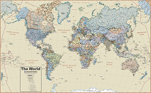 Waypoint Geographic Boardroom Series World And Usa Wall Map Combo, Antique-Style Laminated World Map Poster, Wall Art For Home Or Office, Unique Gifts, 61” X 38” And 48” X 38”, Pack Of 2 #TOP1