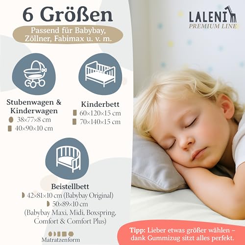 Laleni Premium Spannbettlaken, 70x140x15cm, für Babybett & Kinderbett, 100% Baumwolle, Oeko-TEX Zertifiziert, Ivory – Ansicht 2