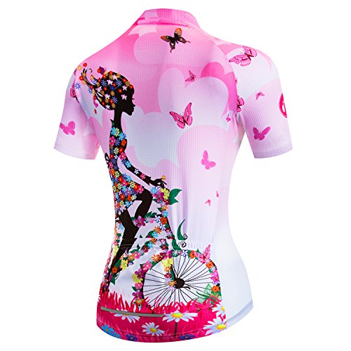 Weimostar LLL-CF2020-2-L/LL Women'S Cycling Jersey Short Sleeve With Gel Padded Bib Shorts Quick-Dry Shirts Bike Clothes Set Girl Riding A Bicycle Pink Size L thumb #3