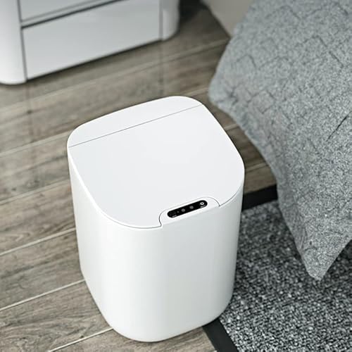 Hafuu Small Automatic Touchless Trash Can With Lid 4.5 Gallon White Bathroom Smart Garbage Can #TOP6