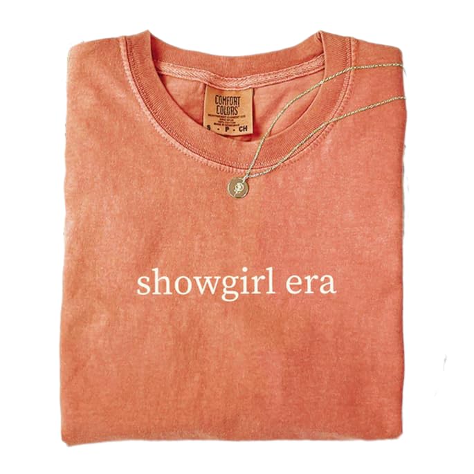 Showgirl Era T-Shirt Gift For Best Friend Bestie Loves Taylor T-shirt Showgirl Life Orange Music Trending Shirt Birthday Christmas Funny In My Showgirl Era Unisex Tee