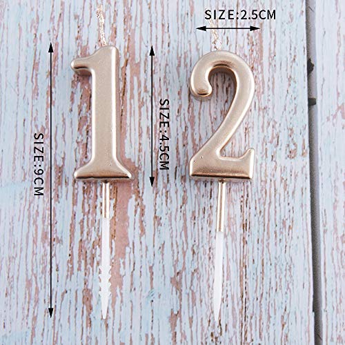 10 Pieces Birthday Candles Cake Numeral Candles Number 0-9 Glitter Cake Topper Decoration For Party, Wedding, Bottle Service, Night Club,Kids ,Adults (Champagne Gold) #TOP2
