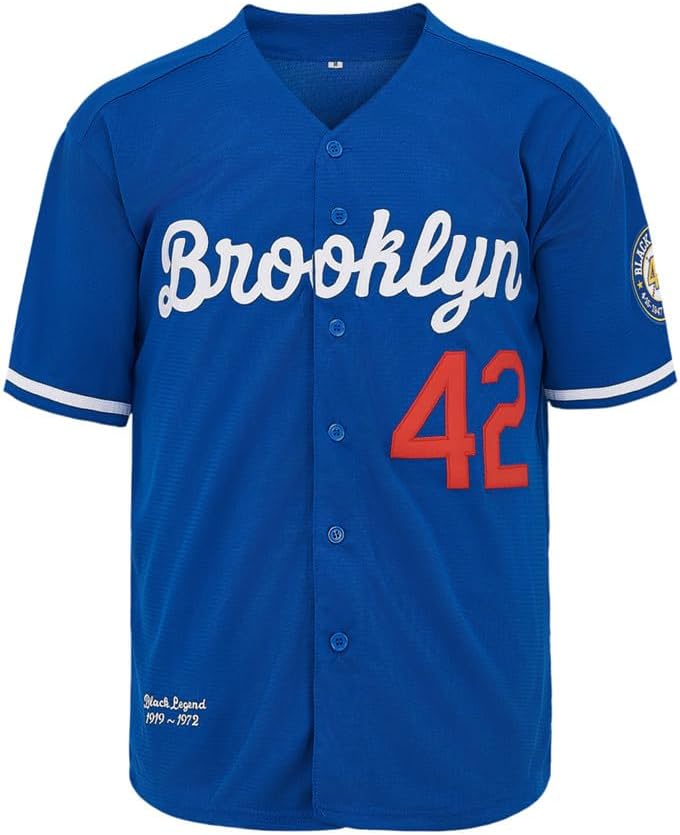 Men's Black Legend Baseball Jersey #42 Vintage Embroidered Retro Hip Hop Jersey Stitched - Image 2