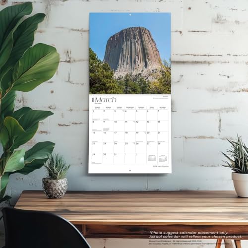 Wyoming Wild & Scenic | 2026 12 x 24 Inch (Hanging) Monthly Square Wall Calendar | Plastic-Free | BrownTrout | Yellowstone Grand Teton - image 2