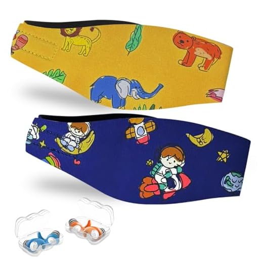 Diadema de Natación,2 Pares de Tapones oidos Natación Impermeable con Banda de Neopreno Elástica, Ajustable y Antideslizante,Ideal para Niños y Adultos para Nadar,Surfear, Bucear y Deportes Acuáticos