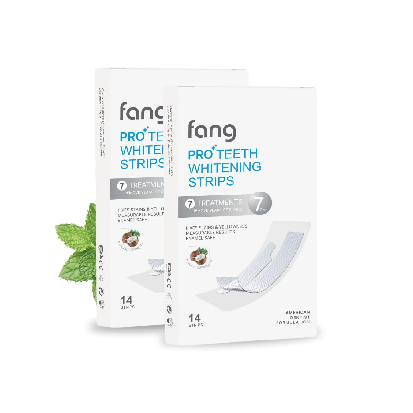 Fang Pro Teeth Whitening Strips | Instant Brightening | Enamel Safe, No Sensitivity | Removes Yellow Stains from Tea, Coffee & Smoking | Oral Care for Men & Women | Pack of 2 (14 Treatments)