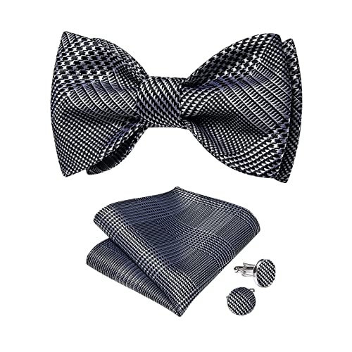 Image of DiBanGu Mens Silk Self Bow Tie Set 4PCS for Tuxedo Wedding