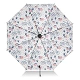 Mnsruu Paraguas plegable con bandera americana para bicicleta, paraguas invertido, apertura automática, compacto, portátil, grande, para lluvia, sol, protección UV, resistente al viento