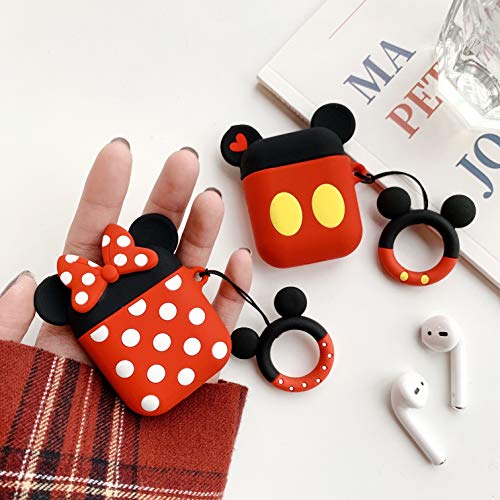 Ifilove Compatible With Airpods Case, Cute Cartoon Airpods Cover, Minnie Mouse Soft Silicone Shockproof Protective Case Cover Skin With Ring Buckle Holder For Apple Airpods 1 & 2 Charging Case(#2) #TOP5